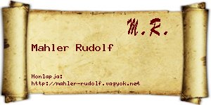 Mahler Rudolf névjegykártya